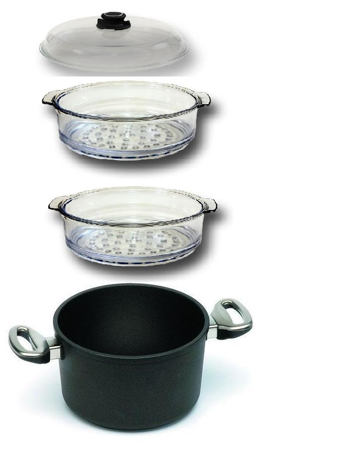 HARECKER titanová parní sestava 20 cm + 2 pařáky + poklice